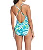Color:Multi - Image 2 - What's New Jungle Cat Printed Scoop Neck Shirred Drawstring Underwire One Piece Swimsuit