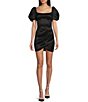 Color:Black - Image 1 - Club Puff Sleeve Slim Fitted Dress
