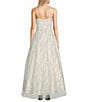 Color:Ivory/Periwinkle - Image 2 - Glitter Floral Pattern Corset Ball Gown
