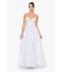 Color:Ivory/Periwinkle - Image 5 - Glitter Floral Pattern Corset Ball Gown