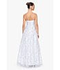 Color:Ivory/Periwinkle - Image 6 - Glitter Floral Pattern Corset Ball Gown