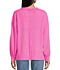 Color:Pink - Image 2 - Long Sleeve Crew Neck Sweater