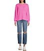 Color:Pink - Image 3 - Long Sleeve Crew Neck Sweater