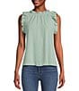 Color:Mint - Image 1 - Ruffle Sleeve Woven Top
