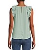Color:Mint - Image 2 - Ruffle Sleeve Woven Top