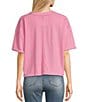 Color:Pink - Image 2 - Short Sleeve Ribbed Knit Top