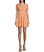 Color:Apricot - Image 1 - Short Sleeve Ruffle Tiered Fit & Flare Dress