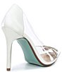Color:Silver - Image 2 - Blue by Betsey Johnson Demi Clear Glitter I Do Bridal Pumps