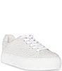 Color:Pearl - Image 1 - Blue by Betsey Johnson Sidny Bridal Pearl Embellished Platform Lace-Up Sneakers