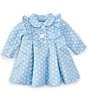 Color:Blue - Image 3 - Baby Girls Newborn-24 Month Long Sleeve Pique Dot Coat & Dress 2-Piece Set