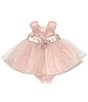 Color:Blush - Image 1 - Baby Girls Newborn-24 Months Puffed Sleeve Ballerina Dress