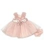 Color:Blush - Image 2 - Baby Girls Newborn-24 Months Puffed Sleeve Ballerina Dress
