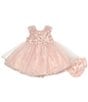 Color:Blush - Image 3 - Baby Girls Newborn-24 Months Puffed Sleeve Ballerina Dress