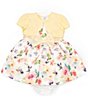 Color:Yellow - Image 1 - Baby Girls Newborn-24 Months Short Sleeve Cardigan Floral Dress