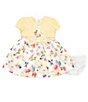 Color:Yellow - Image 3 - Baby Girls Newborn-24 Months Short Sleeve Cardigan Floral Dress