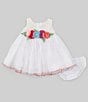 Color:White - Image 1 - Baby Girls Newborn-24 Months Sleeveless Floral-Appliqued Fit & Flare Dress