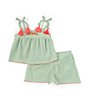 Color:Green - Image 1 - Baby Girls Newborn-24 Months Sleeveless Striped Tank Top & Matching Striped Shorts Set