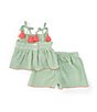 Color:Green - Image 2 - Baby Girls Newborn-24 Months Sleeveless Striped Tank Top & Matching Striped Shorts Set