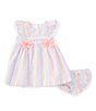 Color:Multi - Image 1 - Baby Girls Newborn-24 Months Stripe Smocked Seersucker Flutter Sleeve Dress