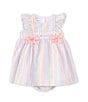 Color:Multi - Image 3 - Baby Girls Newborn-24 Months Stripe Smocked Seersucker Flutter Sleeve Dress