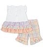 Color:Multi - Image 2 - Baby Girls Newborn-24Month Flutter Short Sleeve Tiered Bunny Tail Top with Multi Ruffle Leggings