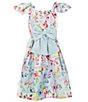 Color:Blue - Image 1 - Big Girls 7-16 Flutter Sleeve Floral-Print Fit & Flare Dress
