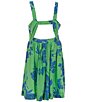 Color:Green - Image 2 - Big Girls 7-16 Sleeveless Tropical Print Linen-Blend Dress