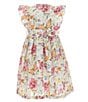 Color:Multi - Image 2 - Little Girls 2T-6X Floral/Butterfly-Printed Fit-And-Flare Dress