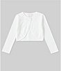 Color:White - Image 1 - Little Girls 2T-6X Long Sleeve Rosette-Appliqued Cardigan