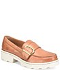 Color:Cognac Brown - Image 1 - Contessa Leather Buckled Strap Lug Sole Loafers