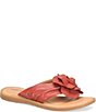 Color:Red - Image 1 - Izzy Leather Flower Thong Sandals