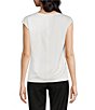 Color:Open White - Image 2 - BOSS by Hugo Boss Bianno Layer Silk Crew Neck Short Sleeve Blouse