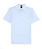 Color:Blue - Image 1 - BOSS Press 54 Linen Short Sleeve Linen Polo Shirt