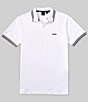 Color:White - Image 1 - BOSS Slim Fit Paul Stretch Short Sleeve Polo Shirt