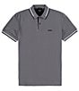 Color:Medium Grey - Image 1 - BOSS Slim Fit Paul Stretch Short Sleeve Polo Shirt