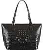 Color:Black - Image 2 - Melbourne Collection Leather Crocodile-Embossed Medium Asher Tasseled Tote Bag