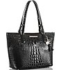 Color:Black - Image 4 - Melbourne Collection Leather Crocodile-Embossed Medium Asher Tasseled Tote Bag