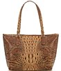 Color:Toasted Almond - Image 2 - Ombre Melbourne Collection Leather Toasted Almond Medium Asher Tasseled Tote Bag
