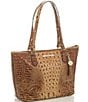 Color:Toasted Almond - Image 4 - Ombre Melbourne Collection Leather Toasted Almond Medium Asher Tasseled Tote Bag