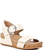 Color:Cloud White - Image 1 - Huntley Leather Strap Cork Wedge Sandals