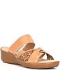 Color:Almond - Image 1 - Jemm Leather Slip-On Wedge Sandals