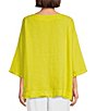 Color:Quince - Image 2 - Resort Light Linen Boat Neck 3/4 Sleeve Dropped Shoulder Coordinating Shirt