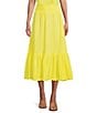 Color:Quince - Image 1 - Cotton Gauze A-Line Wide Waistband Ruffle Coordinating Midi Skirt