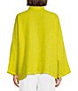 Color:Quince - Image 2 - Danuta Finestra Windowpane Light Linen Mandarin Collar Long Wide Sleeve Oversized Button-Front Jacket