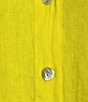 Color:Quince - Image 5 - Danuta Finestra Windowpane Light Linen Mandarin Collar Long Wide Sleeve Oversized Button-Front Jacket