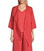 Color:Genoa - Image 1 - Marie Cross-Dyed Linen 3/4 Sleeve Drape Asymmetric Open-Front Jacket