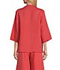 Color:Genoa - Image 2 - Marie Cross-Dyed Linen 3/4 Sleeve Drape Asymmetric Open-Front Jacket