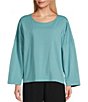 Color:Garda - Image 1 - Play Cotton Jersey Scoop Neck Long Sleeve Oversized Top