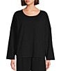 Color:Black - Image 1 - Play Cotton Jersey Scoop Neck Long Sleeve Oversized Top