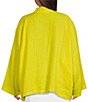 Color:Quince - Image 2 - Plus Size Danuta Finestra Windowpane Light Linen Mandarin Collar Long Wide Sleeve Oversized Button-Front Jacket